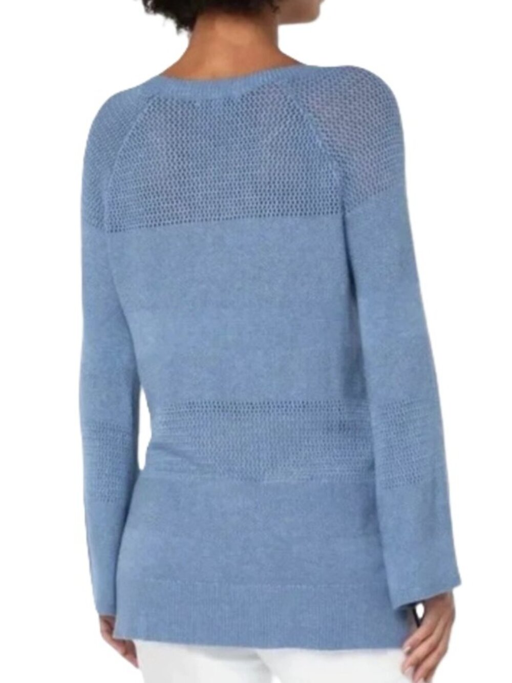 Chic Flare Mesh Cornflower Blue Viscose Tunic • Flare Sleeve • NWT • Small - Picture 3 of 13